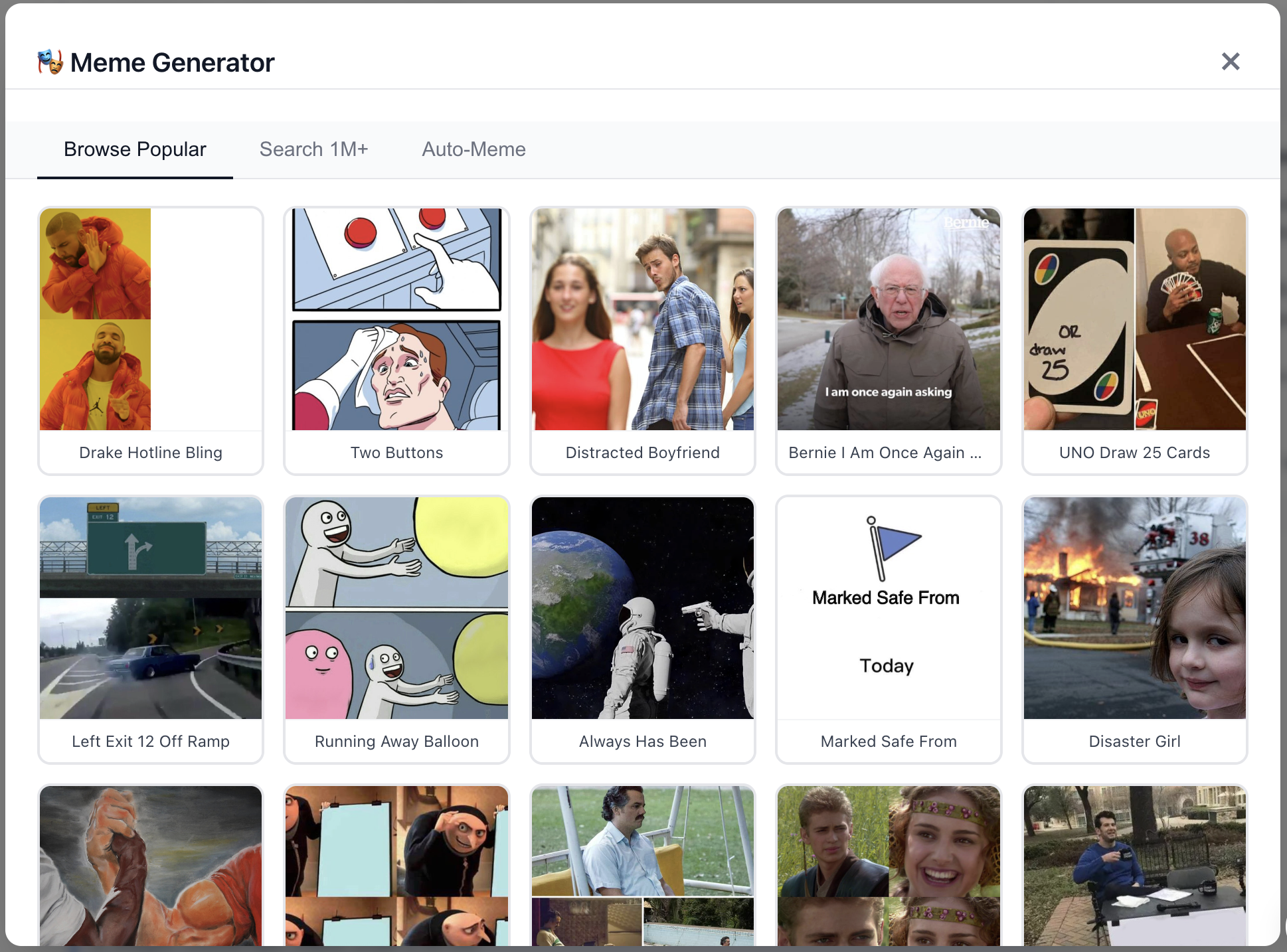 AI Meme Generator - Browse popular templates, search 1M+ memes, or auto-generate with AI