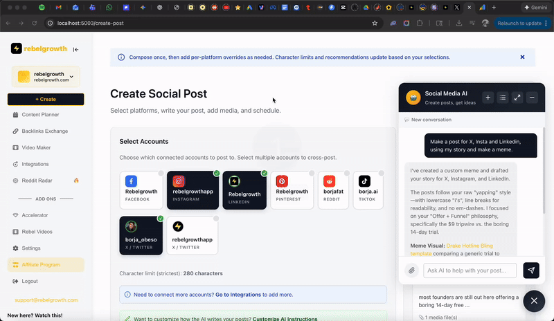 Smart social media scheduler demo